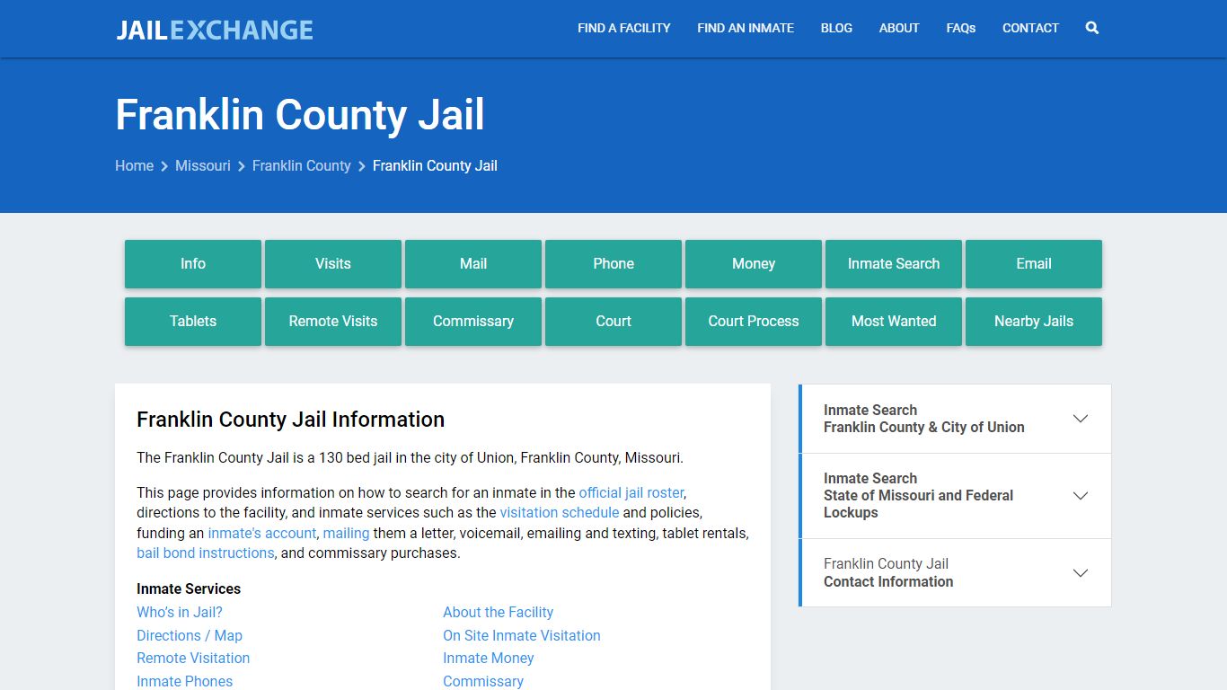 Franklin County Jail, MO Inmate Search, Information